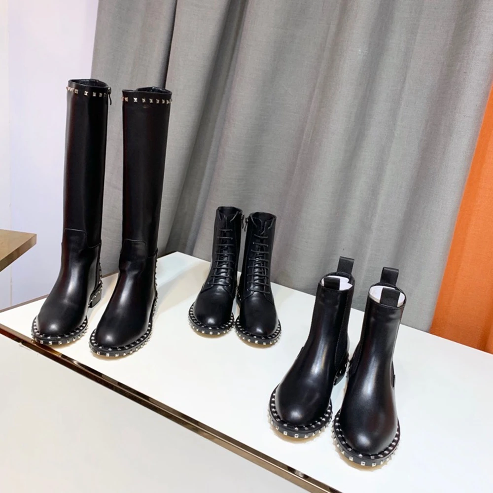 Новинка женские сапоги до колена сезон осень-зима теплые мотоботы ботинки с