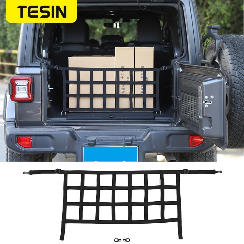 

TESIN Car Rear Trunk Cargo Luggage Mesh Block Bezel Net for Jeep Wrangler JK JL 2007-2020 Car Accessories