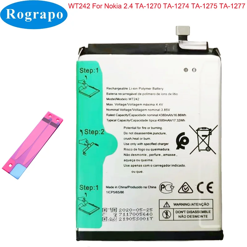 

Новый оригинальный аккумулятор 4500 мАч WT242 для Nokia 2,4 TA-1274 TA-1275 TA-1270 TA-1277