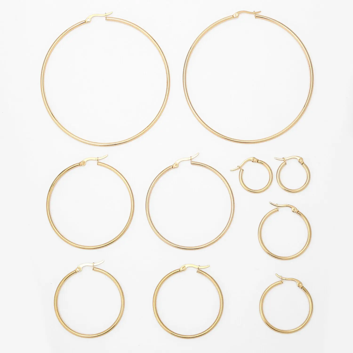 

20pcs/lot Stainless Steel Earrings Gold Plated Big Hoops For Women Girls DIY Jewelry Earring Making Findings Gifts New
