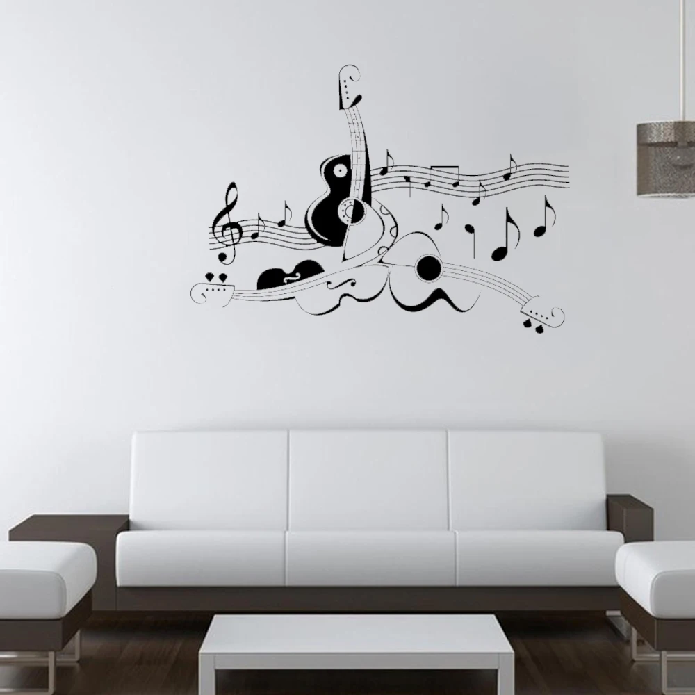 Абстрактные наклейки на стену с изображением гитары для музыкальной комнаты