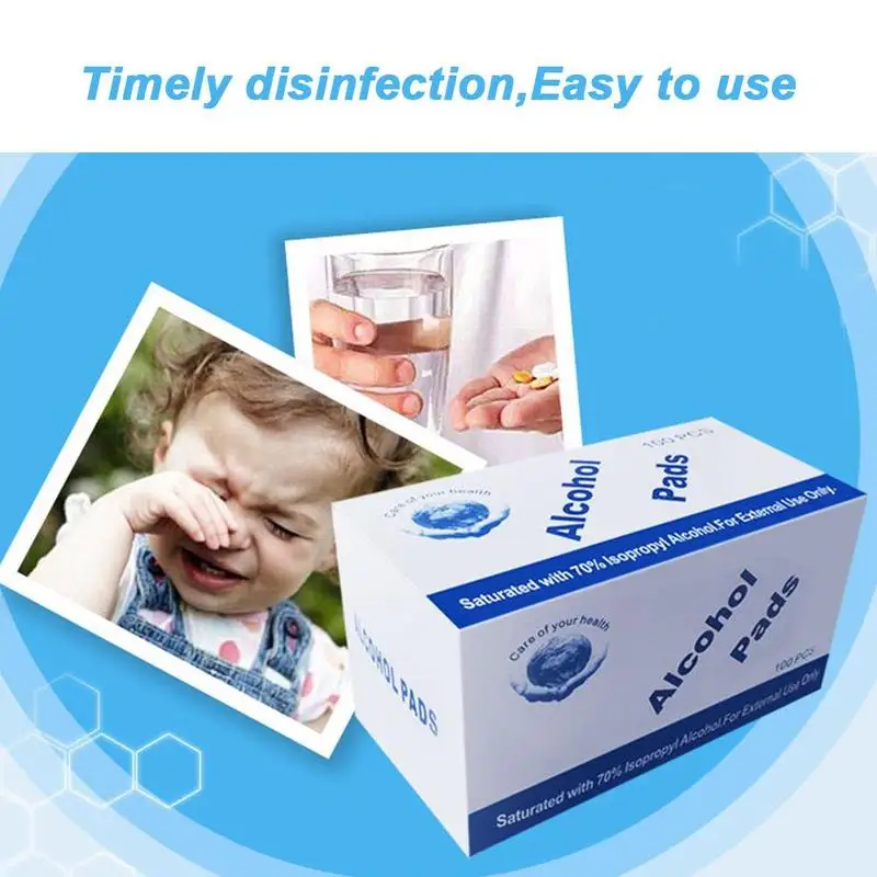 

100pcs Disposable Alcohol Wet Wipes Disinfection Swap Pad Antiseptic Skin Care Cleaning First Aid Jewelry Cell Phone Clean Wipe