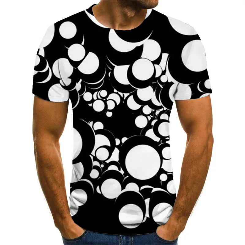 

Summer psychedelic dizzy men and women T-shirt 3D printing street cool T-shirt black short-sleeved punk men's sports casual Top
