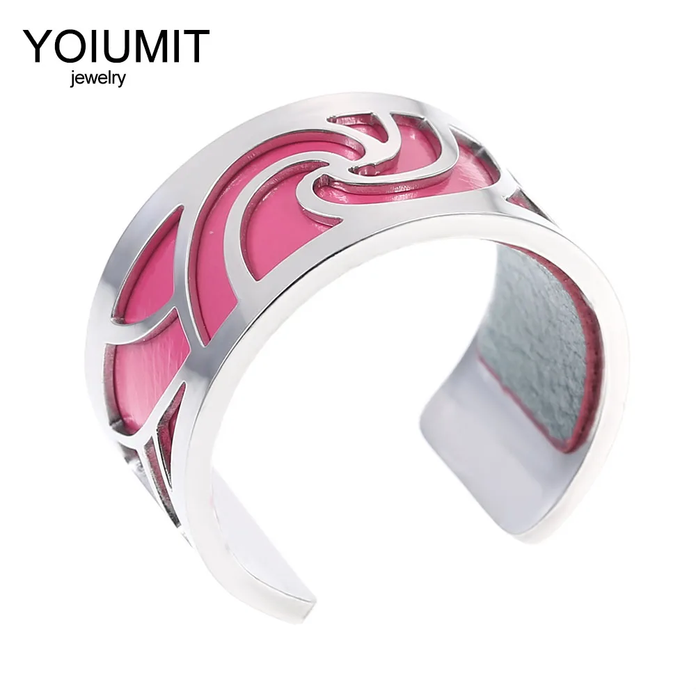 

Yoiumit New Simple Adjustable Ring Fille Jewelry Stainless Steel Argent For Women Interchangeable Leather Rings Bague