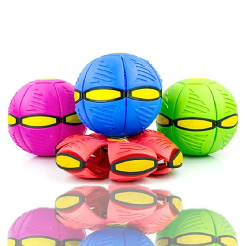Ufo mágico voando bola com luz led esportes ao ar livre jogo de jardim plana jogar bola de disco deformação bola de estresse brinquedos para crianças