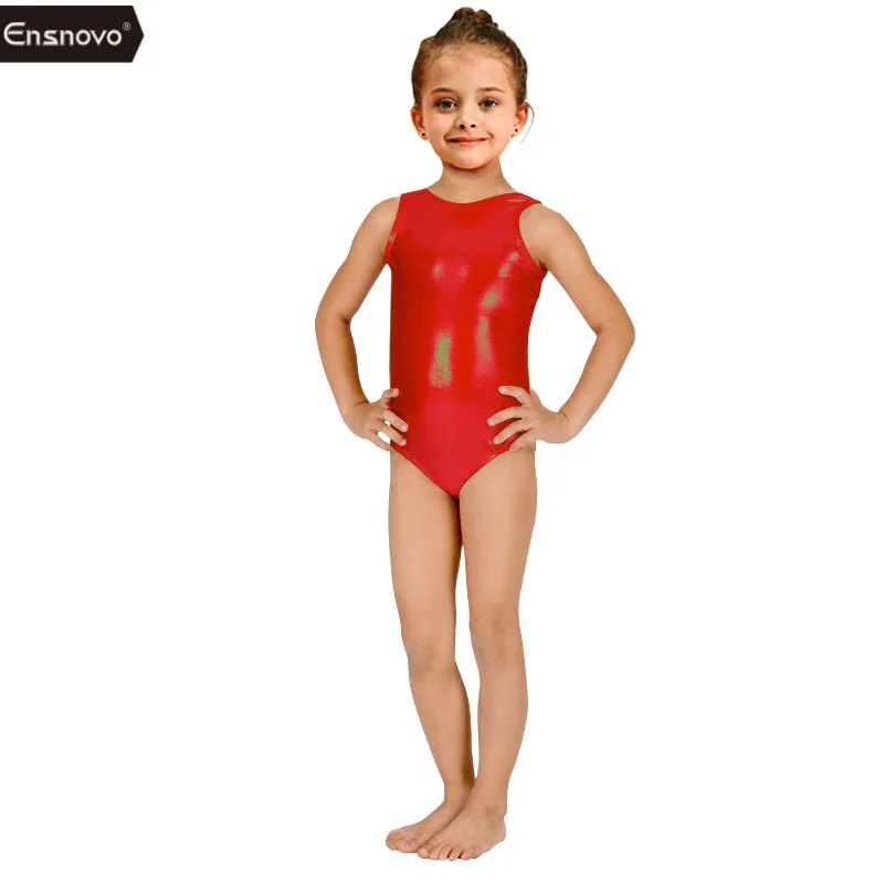 Ensnovo/блестящий костюм для девочек Одежда балета Боди без рукавов маленьких