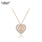 Lokaer, оригинальный дизайн, колье из нержавеющей стали с сердечком, очаровательное колье для женщин, модное ожерелье с подвеской из фианита N20245