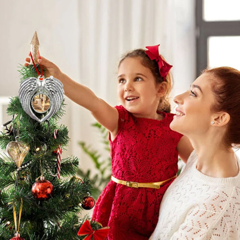 

Ribbon Angel Wings Christmas Pendant Xams Tree Ornaments Gift New Year Door Wall Home Deco Wedding Party Gift