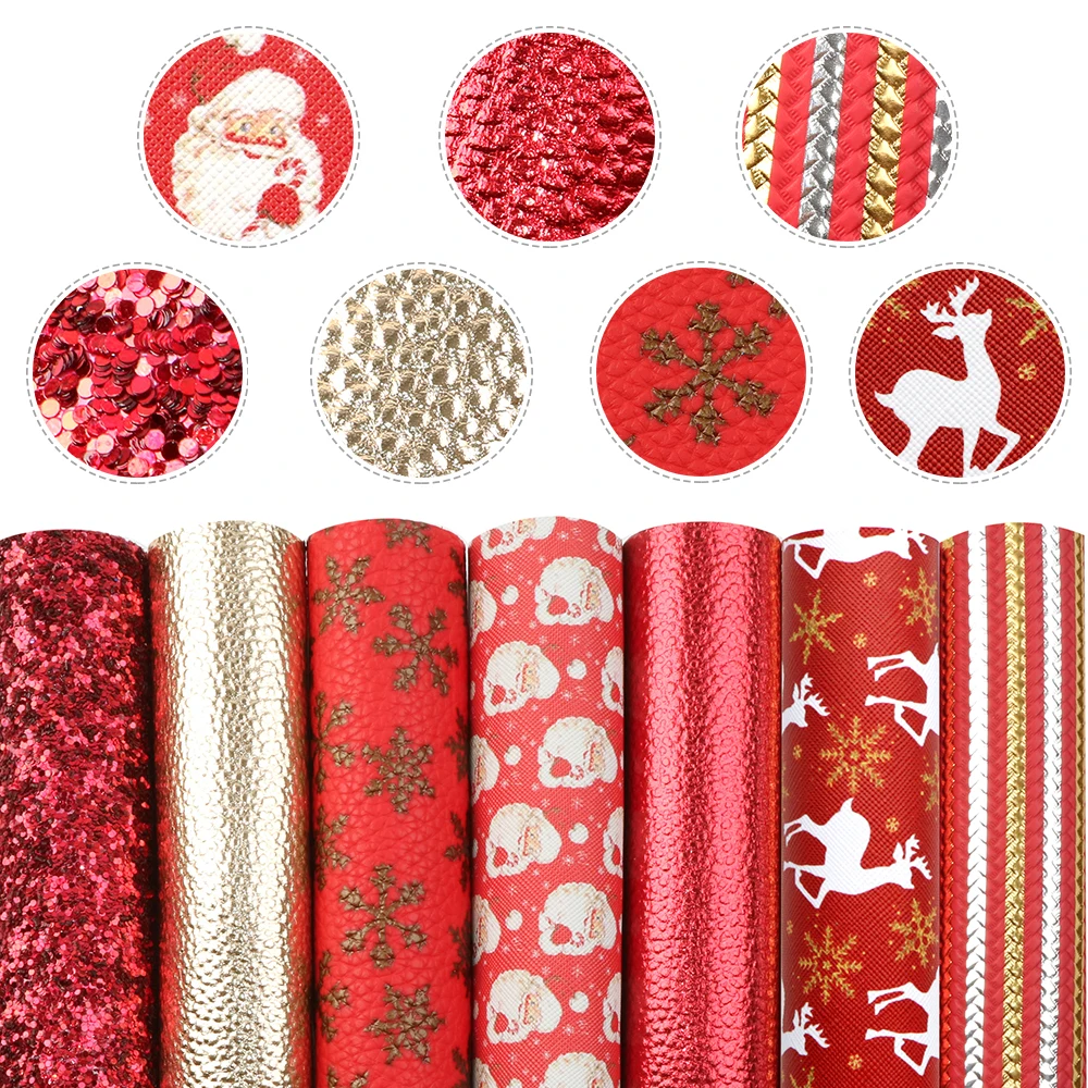 

20*34cm Assorted Printed Faux Synthetic Leather Fabric for Bows Leather Sheet Set DIY Handmade Materials,1Yc10738