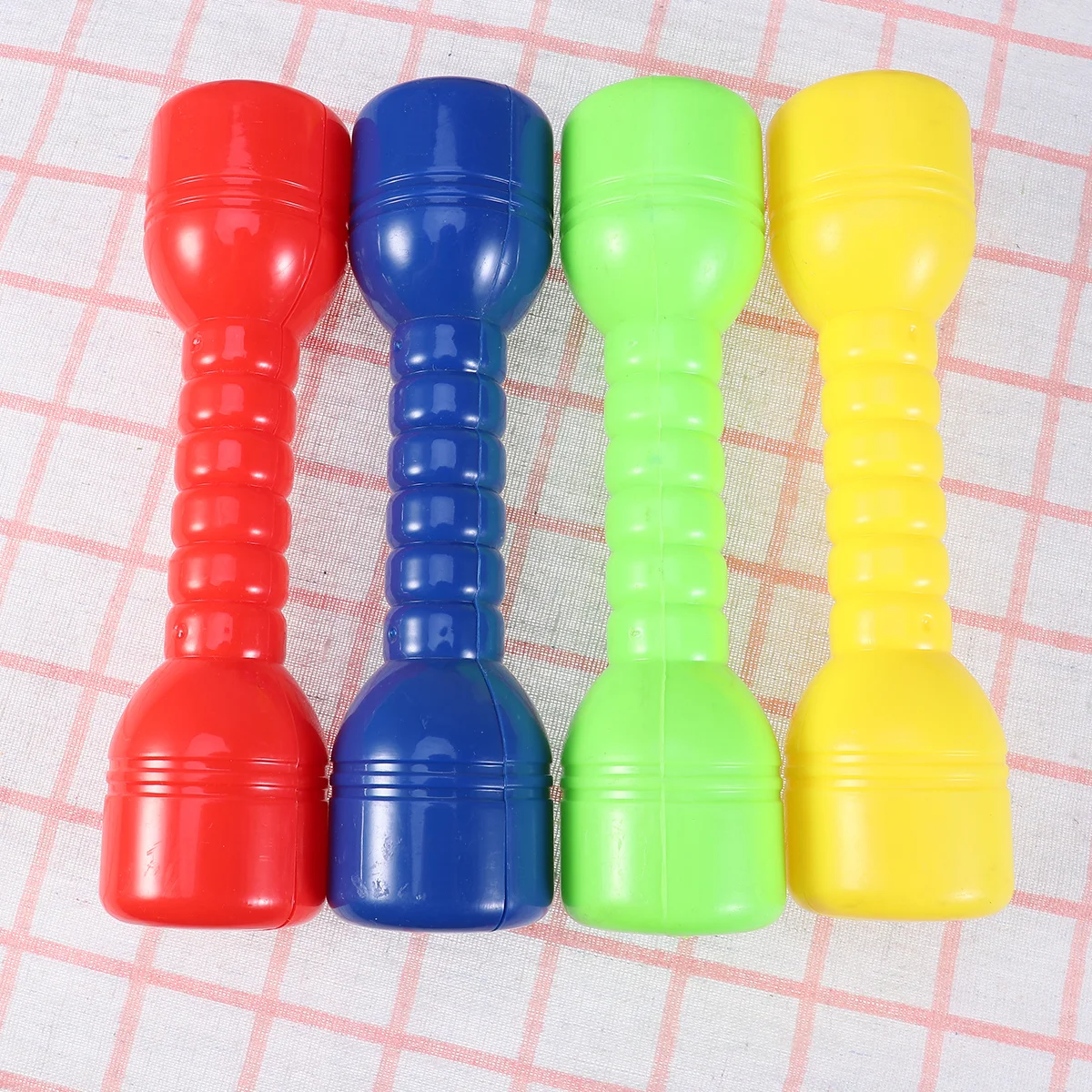 

8 Pcs 4 Colors Plastic Dumbbells Ergonomic Children Morning Exercise Barbells Hand Bar for Kindergarten