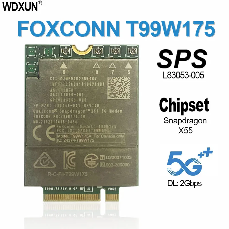  T99W175  HP Qualcomm X55 LTE + 5G Module WWAN Talisker LTE 5G w/GPS L83053-005 830 850 G8 X360 14 G8