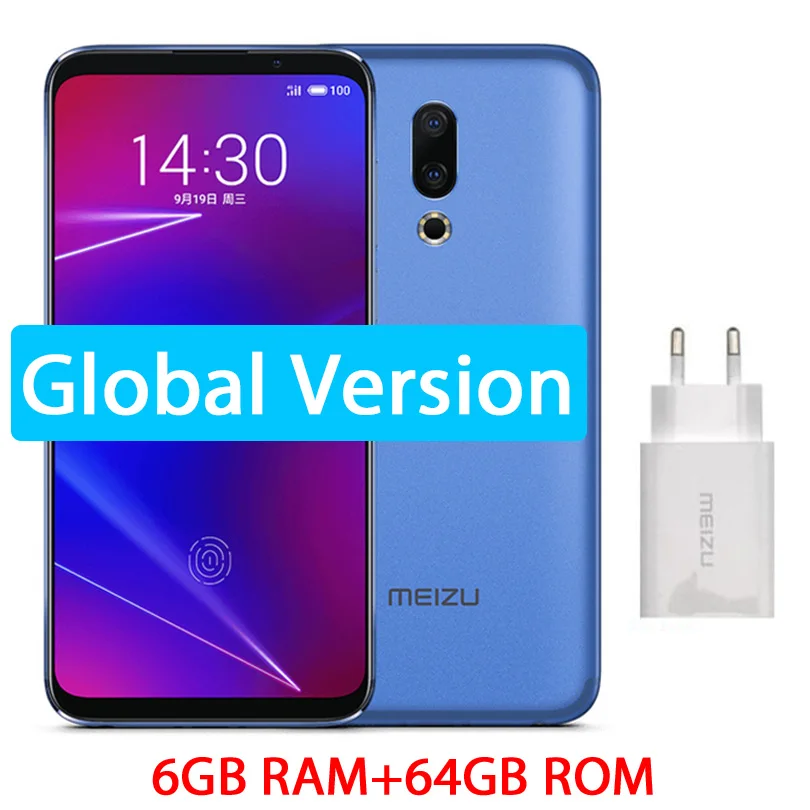 Meizu 16 16X Global, 64 ГБ rom, мобильный телефон Snapdragon 710, четыре ядра, 6,0 дюймов, 2160x1080 P, полный экран, двойная камера заднего вида - Цвет: 6G 64GB Blue