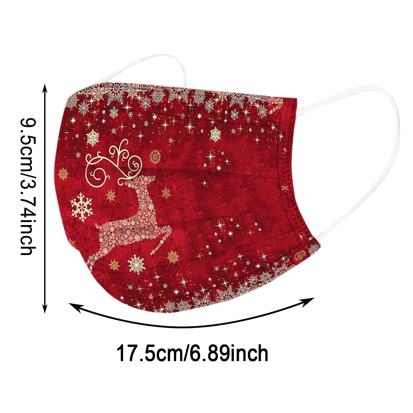 

Adult's Dustproof Disposable Face Mask Industrial 3-Layer Non-woven Protective Face Masks Christmas Printed Mixed Sets 50PCS