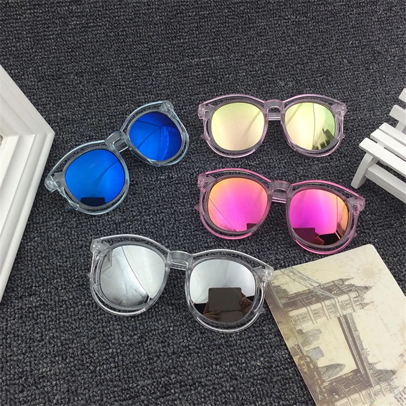 Красивые солнцезащитные очки для детей новые круглые розовые линзы милые