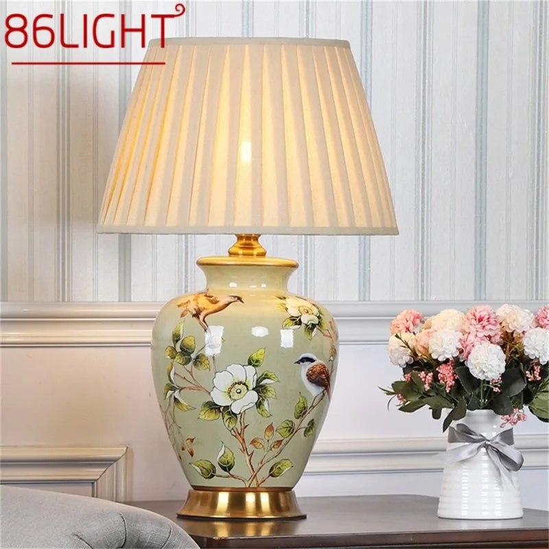 

86 светильник ильников, Керамическая Настольная лампа, настосветильник лампа, роскошный современный светодиодный дизайн с узором для дома, ...