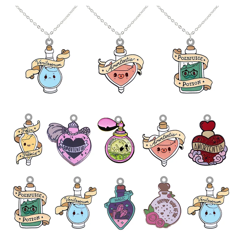 

TAFREE Magic Love Potion Jewelry Long Chain Necklace Epoxy Resin Design Tiny Epoxy Pendant Necklace Cute Girl Jewelry