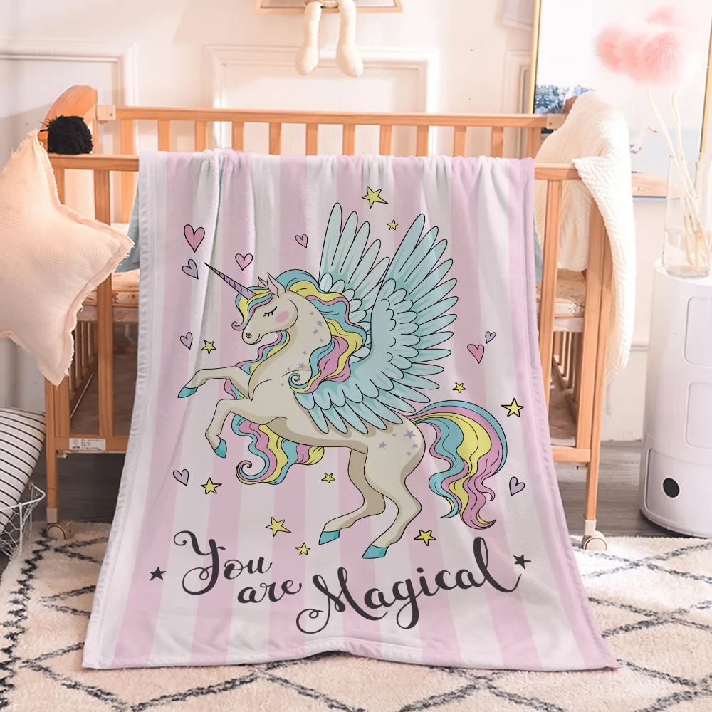 Новинка 2020 плед в виде единорога одеяло из шерпы с цветочным рисунком