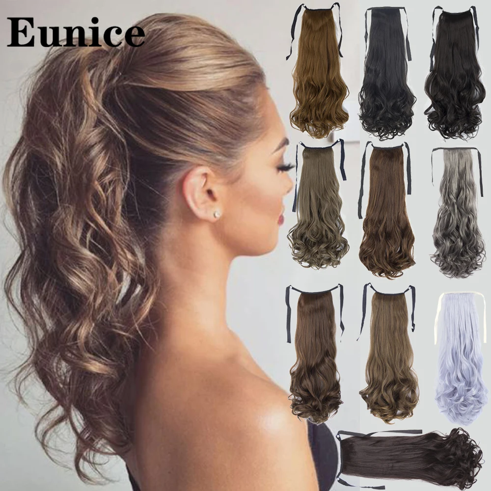 Длинные вьющиеся волосы для конского хвоста 22 дюйма термостойкие накладные на