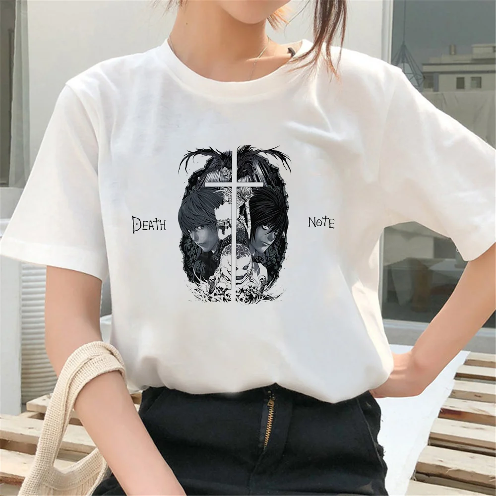 

Hot Japanese Anime Death Note Women T Shirt Cute Summer Tops Causal Cartoon Graphic Tees Manga L Girls Fashion Tshirts Female