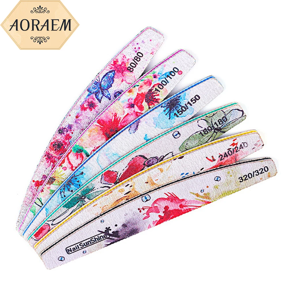 

AORAEM Nail File All For Manicure Nails Sanding Strip Paper Printed 6Pcs Nails Art Tools Nails Accessories Styling Equipment