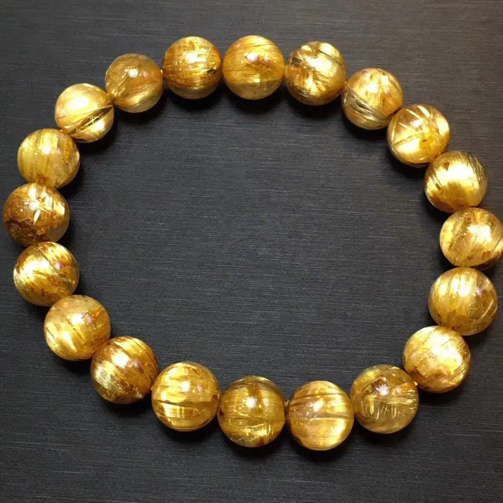 

Бразильский Натуральный Золотой рутилированный титановый кварцевый кристалл 9 мм Женский Мужской Прозрачный Круглый браслет с бусинами бо...