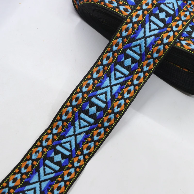 

3yard Embroidery Ethnic Jacquard Webbing Grosgrain Woven Tape Lace Ribbon Band Trim 4cm Tribal DIY Cloth Bag Strap Accessory Sew