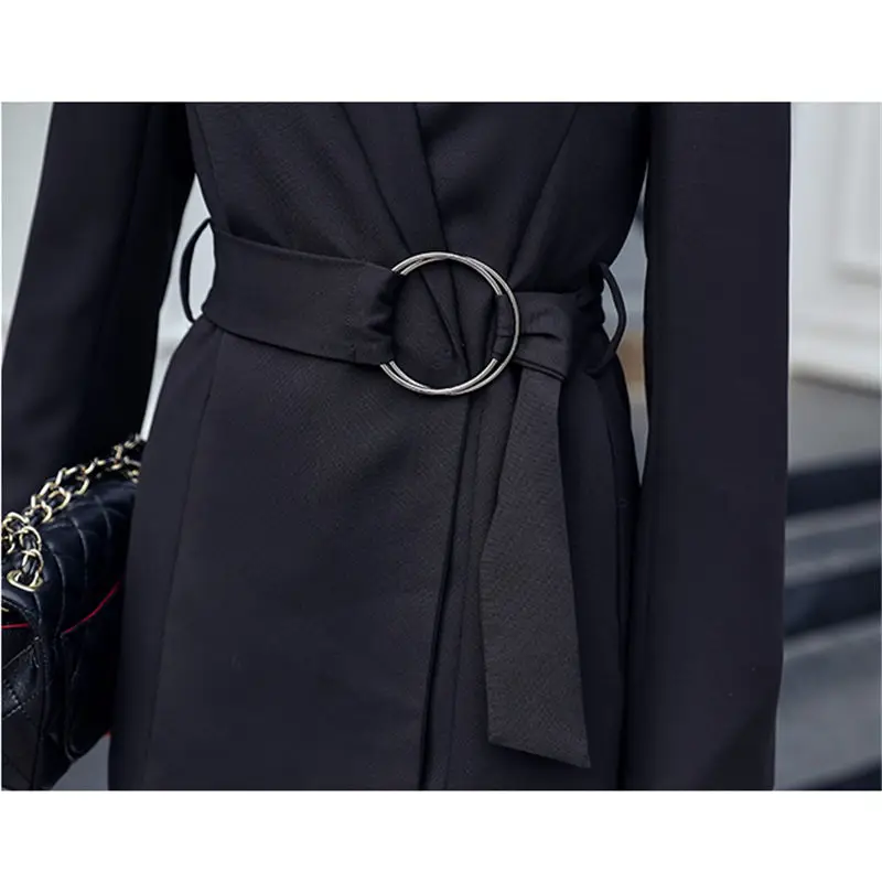 

HziriP Hot Black Retro Stylish High Quality Single-Button Sashes 2019 Chic Slender OL Office Lady All Match Large Size Blazers