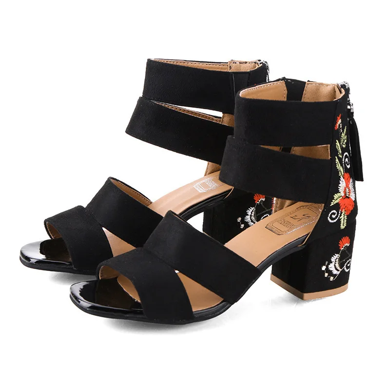 

Women's National Wind Sandals Summer New Open Zipper Flower Fish Mouth 2021