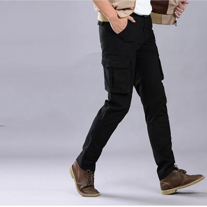 

Mens Packet Trousers Cotton Slim Fit Pants Man Skinny Military Casual Cargo Overalls For Male Size 28-38 Army Green