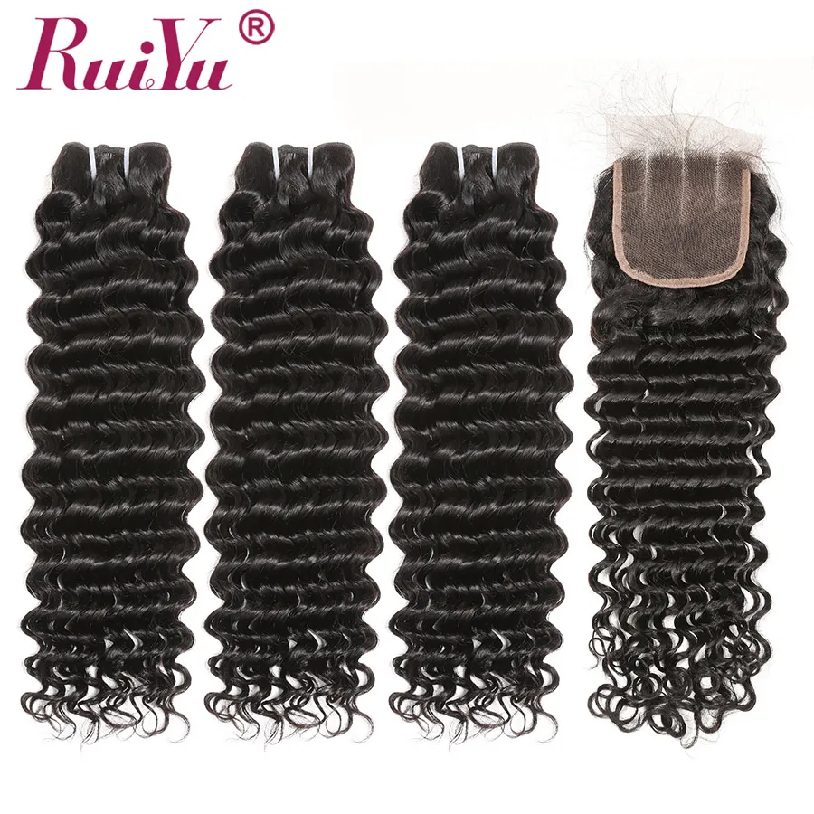 Бразильские пряди глубоких волн с застежкой 100% человеческие волосы 4x4 кружевные