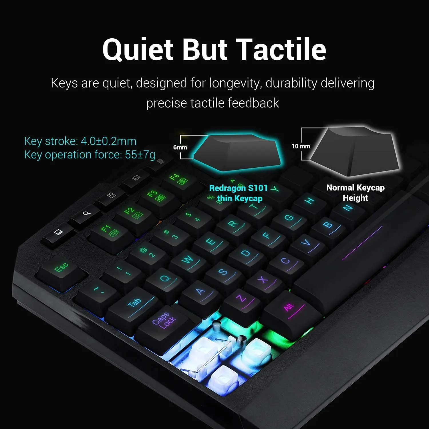 Redragon S101 Wired Gaming Keyboard Mouse Combo RGB Backlit 3200 DPI Keyboard Mouse Set for Windows PC Gamers images - 6