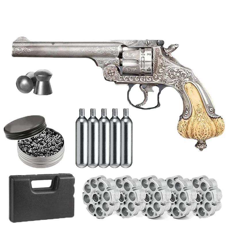 

2021 Classic Retro Pistola De Chumbinho Hot Selling Smith M500 Revolver and 500 Carat Lead Bullet Pattern Metal Wall Decoration