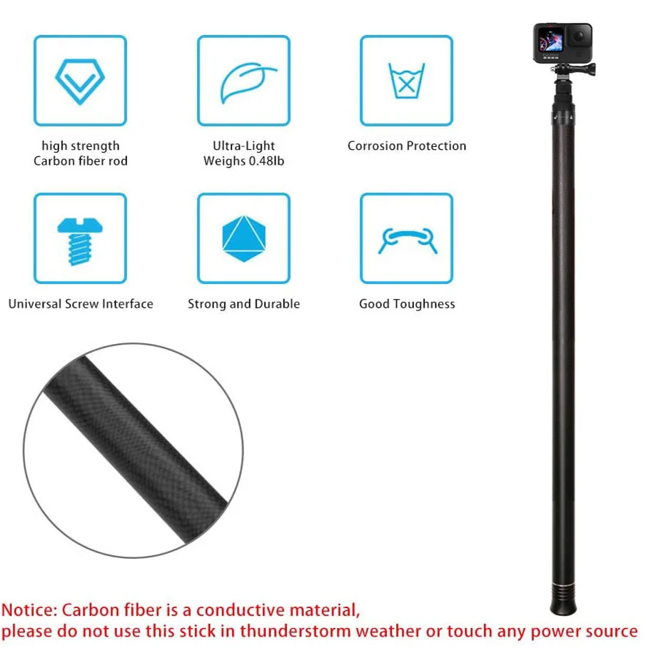 1.1M 3M Rotating Bullet Time Aluminum Alloy Selfie Stick Holder Tripod Monopod for Insta 360 One R/X Gopro MAX Panoramic Camera images - 6