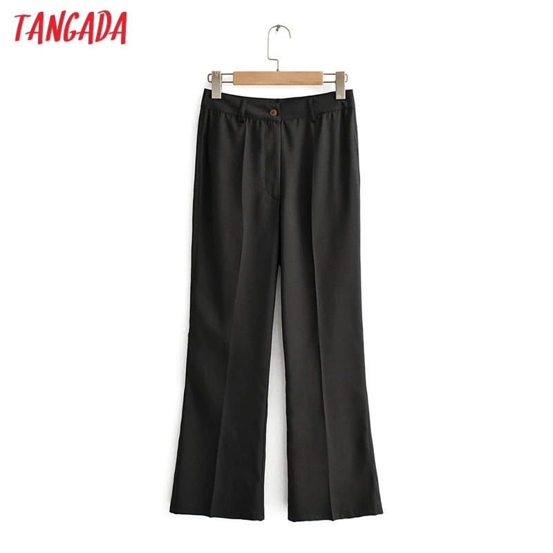 Tangada, Модный женский однотонный костюм, брюки, брюки, карманы, пуговицы,, для офиса, леди, длина по щиколотку, брюки, QJ144
