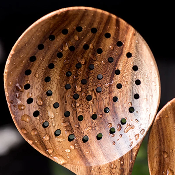 Деревянная ложка из тикового дерева с длинной ручкой для большого риса