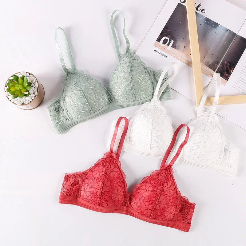 Бюстгальтер женский кружевной без косточек пикантное бесшовное нижнее белье с