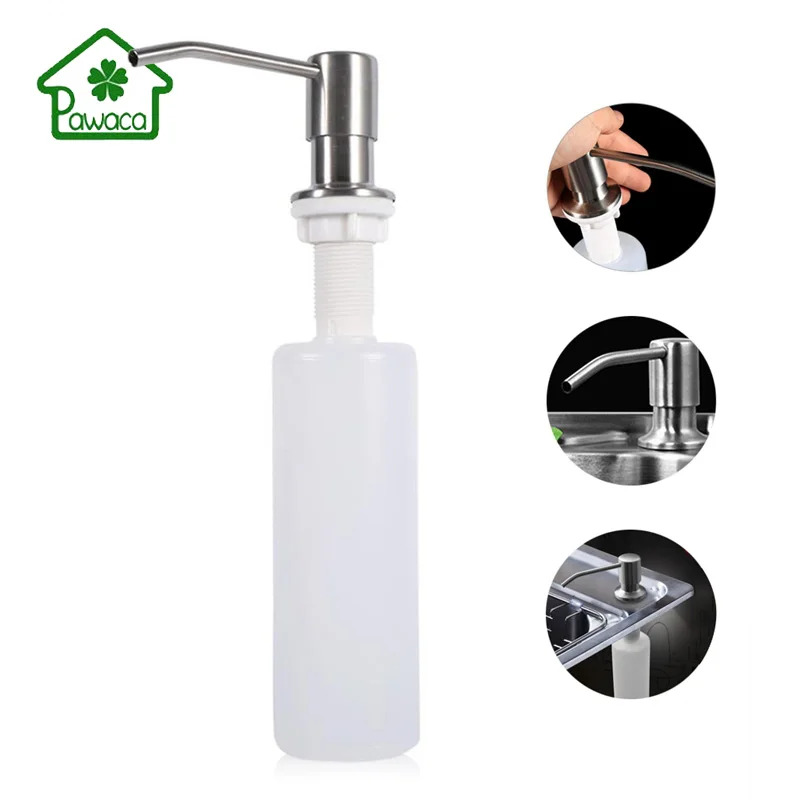 Кухонный диспенсер для мыла 300 мл из нержавеющей стали с прессованной головкой
