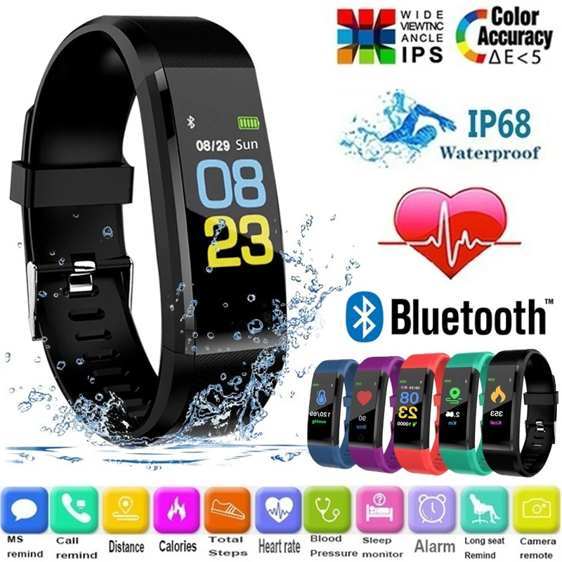 Смарт часы 115PlusSmart с Bluetooth ремешком для часов HeartRate монитор фитнес трекер Браслет