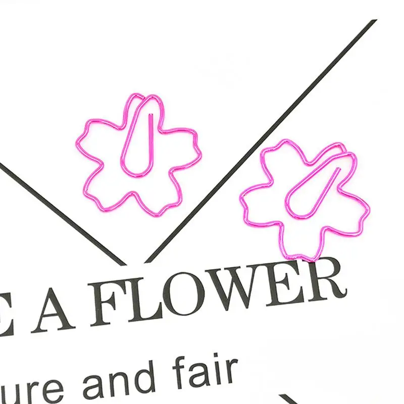12pcs Pink Cherry Blossom Paper Clip Creative File Clamps Adorable Holder (Pink Box Packing) | Канцтовары для офиса и дома