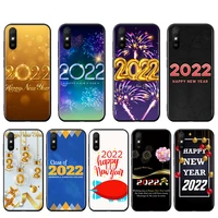 soft tpu christmas happy new year 2022 for xiaomi redmi k40 gaming k30i k30t k30s k30 ultra k20 10x pro 5g black phone case