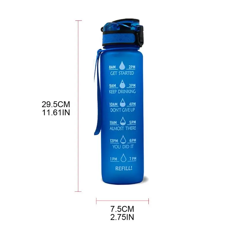 

Large Capacity Sports Water Bottle with Time Marker Plastic Bouncing Cover Cup 875D