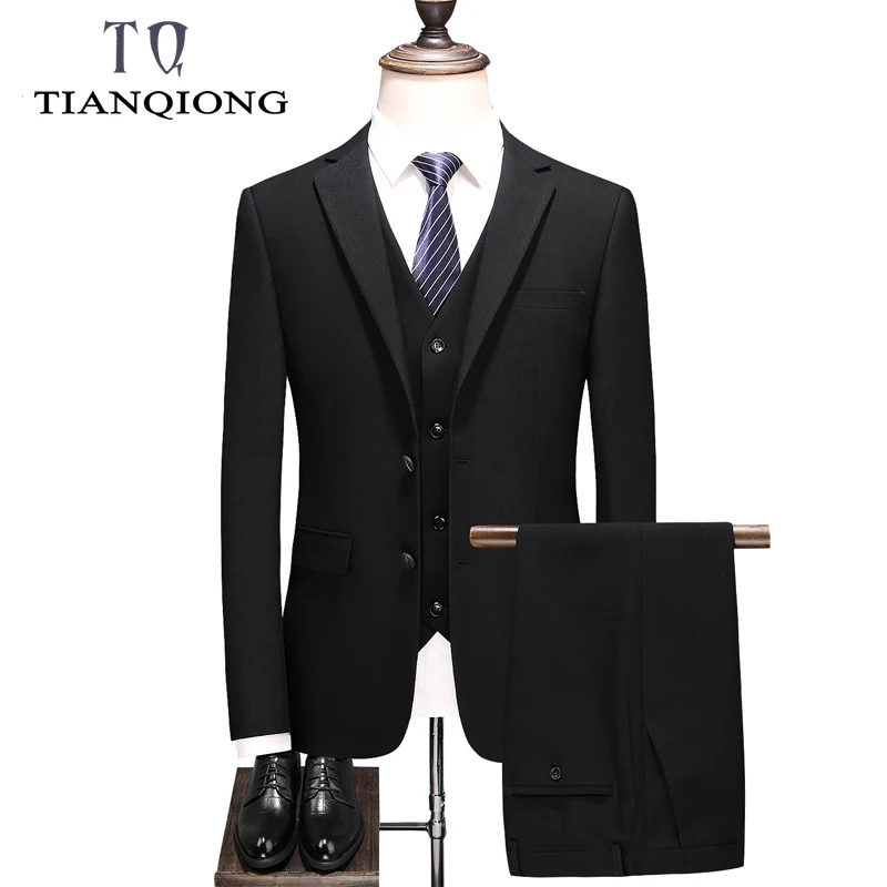 Мужские черные костюмы 2019 новейший дизайн пиджака брюк жилета деловой мужской