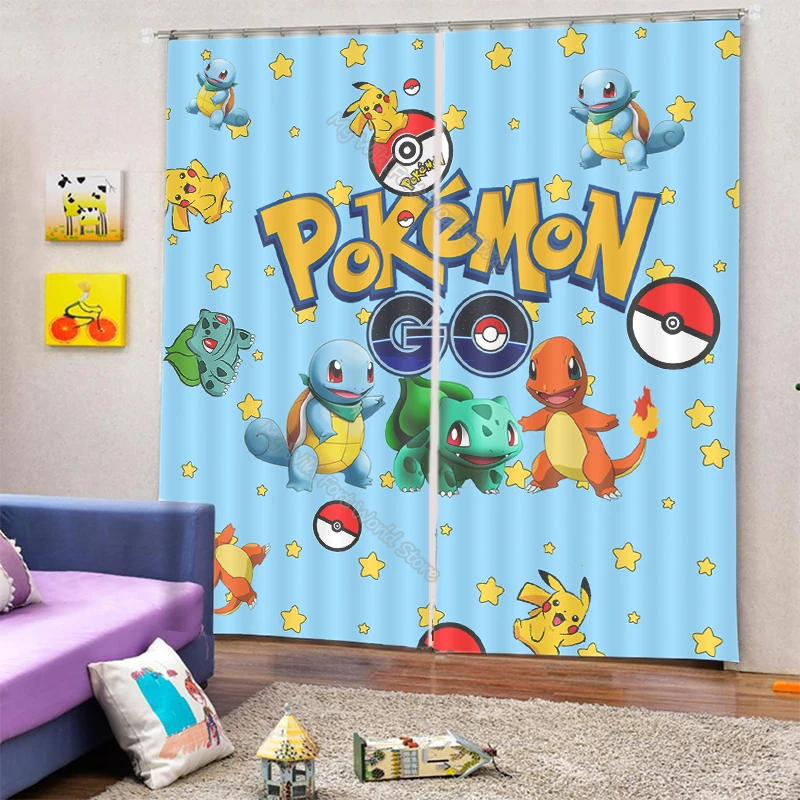 Занавеска для окна в виде покемона с 3D-принтом Пикачу спальни детей милым