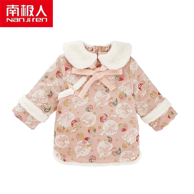 

NANJIREN Kids Clothing Single Breasted Casual Children's Set Cotton Full Sleeve Print O-Neck Chinese Style Dress For Girls