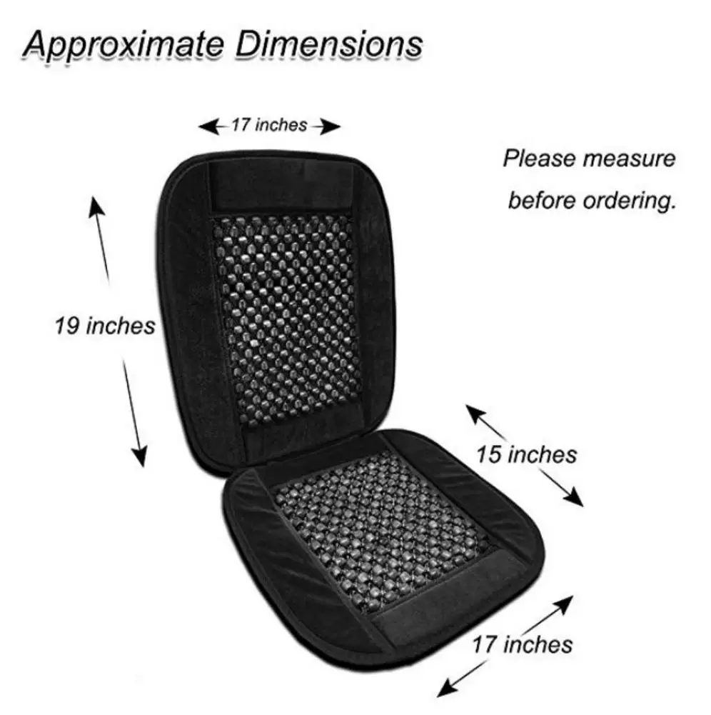 

Luxury Black Wooden Beaded Plush Velvet Seat Cover Premium Quality Ultra Comfort Massage Cool Car Seat Cushion 35"x17" Inch
