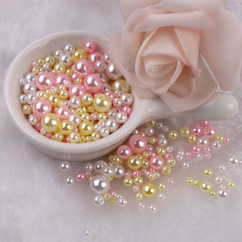 

New Mixed Rainbow Color ABS Imitation Pearl Bead With Holes Round Loose Beads for DIY Creative Crafts Jewelry Making Accessories