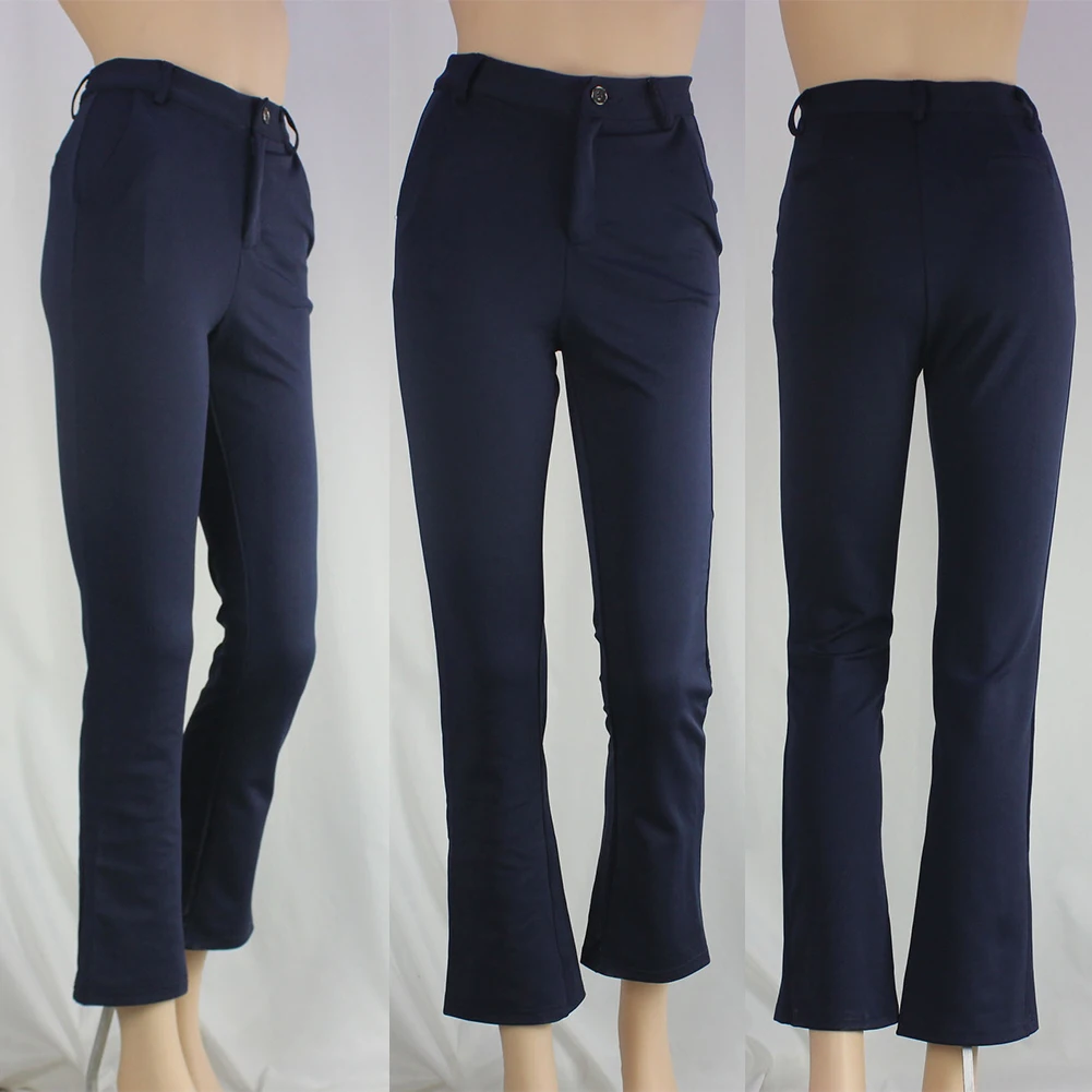 

Брюки женские эластичные с завышенной талией, повседневные модные длинные штаны, облегающие однотонные Свободные повседневные с поясом-ко...