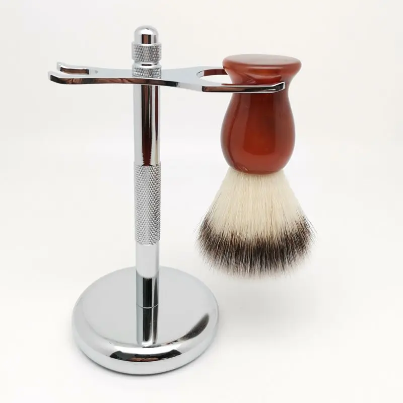 TEYO Synthetic Shaving Brush and Shaving Stand Set Perfect For Wet Shave Cream Double Edge Razor