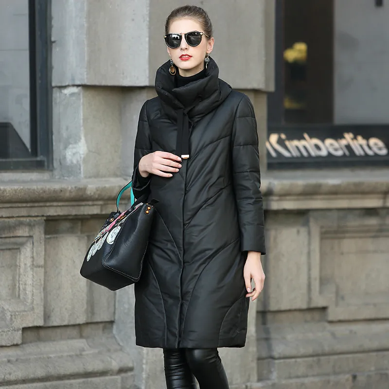 Женский пуховик из натуральной овечьей кожи пальто в Корейском стиле винтажная