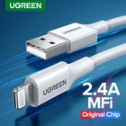 MFi USB-кабель Ugreen для iPhone 13, 12 Pro Max, 2,4 А, быстрая зарядка, зарядное устройство USB для iPhone 11, XR, Xs, 8, 7, кабель для передачи данных, USB-шнур для зарядки